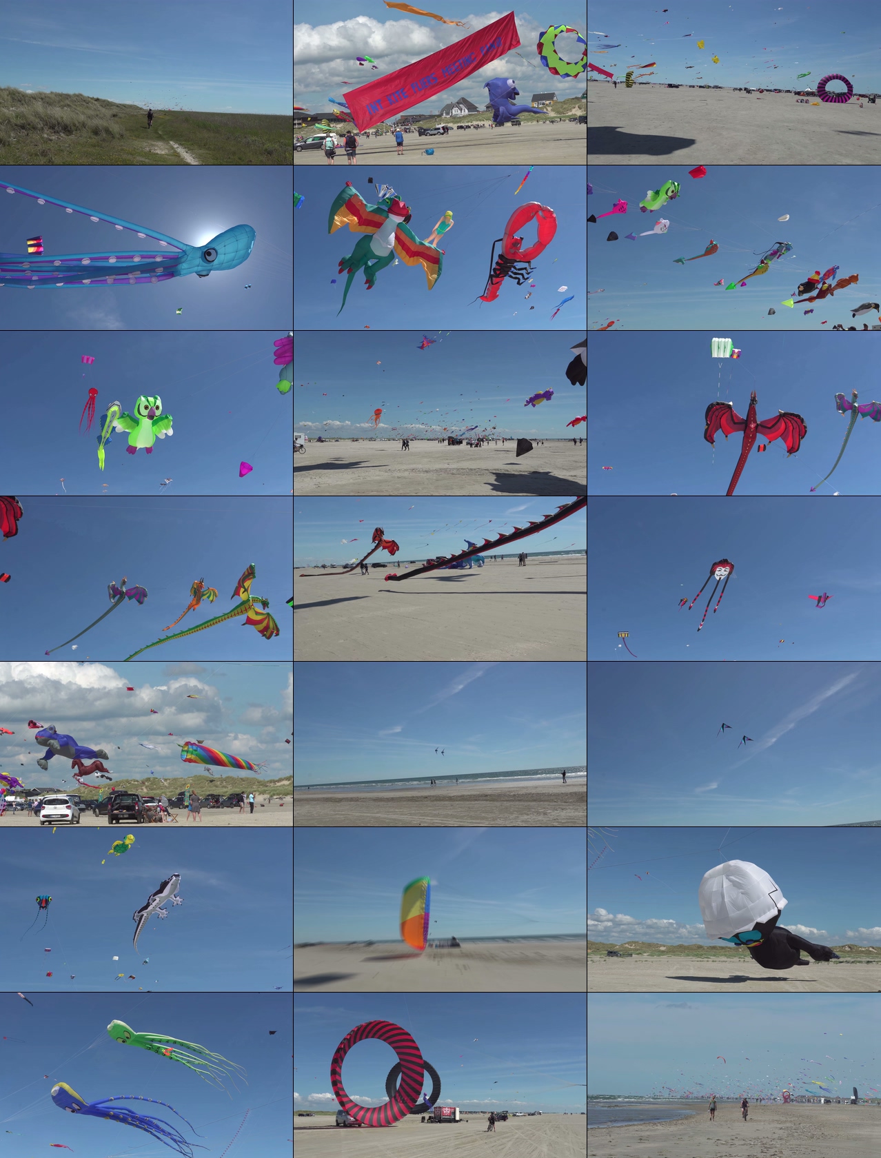 风筝视频素材，1000只风筝在海滩上飞丹麦海岛