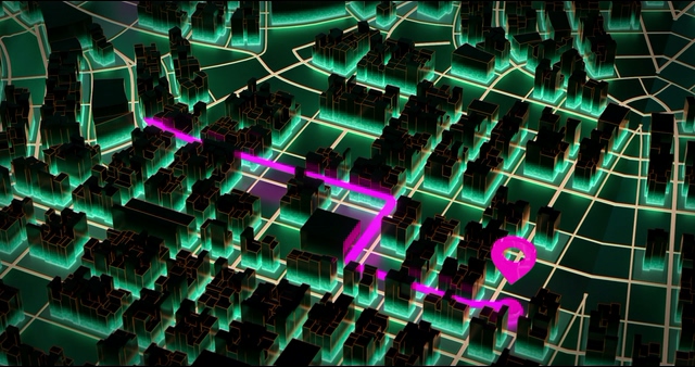 3D地图视频素材导航目的地可视化4k3840